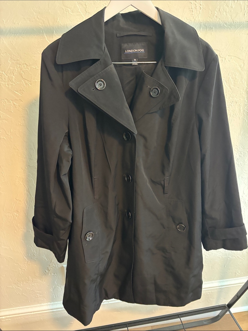 London Fog Black Women's Trench Coat with Button Front